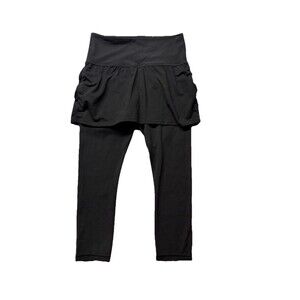 Athleta 2-in-1 Capri Leggings Womens Small Tall Black Elation Skirted Activewear